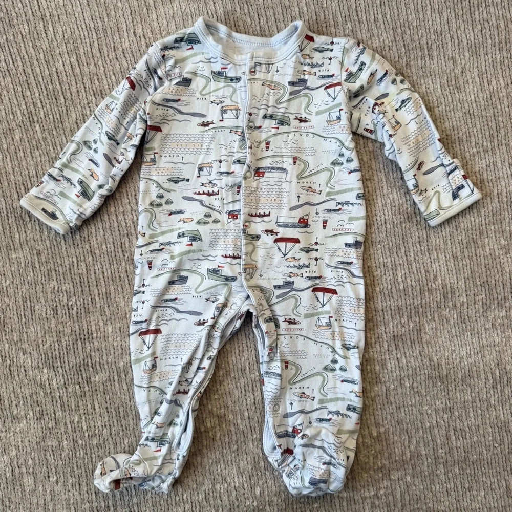 Mamas & Papas‎ Baby Footed Sleeper 9–12M Nautical Map Print Cotton